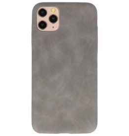 Funda de TPU de diseño de cuero para iPhone 11 Pro Max Grey