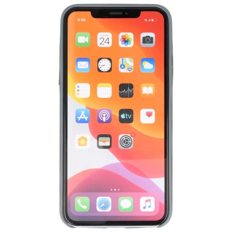 Coque en cuir TPU Design pour iPhone 11 Pro Max Gris
