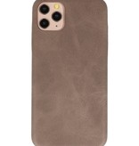 Leder Design TPU Hülle für iPhone 11 Pro Max Dunkelbraun