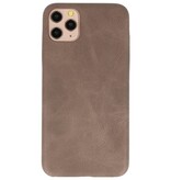 Cover in TPU di design in pelle per iPhone 11 Pro Max marrone scuro