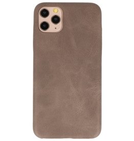 Cover in TPU di design in pelle per iPhone 11 Pro Max marrone scuro