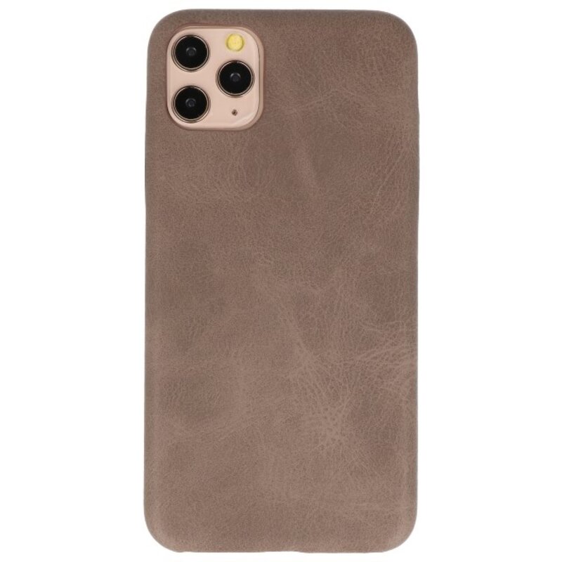 Cover in TPU di design in pelle per iPhone 11 Pro Max marrone scuro