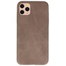 Cover in TPU di design in pelle per iPhone 11 Pro Max marrone scuro