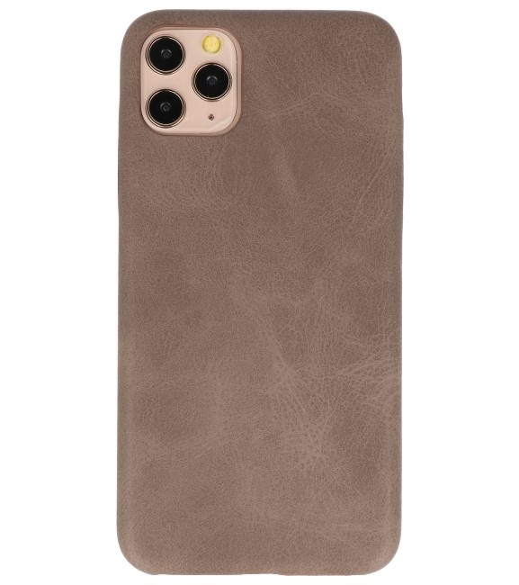 Cover in TPU di design in pelle per iPhone 11 Pro Max marrone scuro