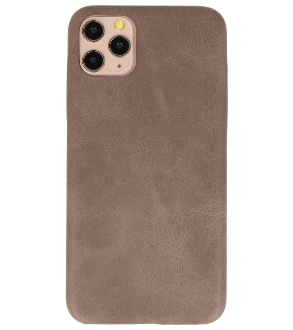 Leder Design TPU cover voor iPhone 11 Pro Max Donker Bruin