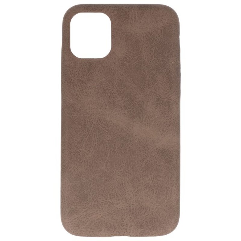 Cover in TPU di design in pelle per iPhone 11 Pro Max marrone scuro
