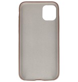 Leder Design TPU cover voor iPhone 11 Pro Max Donker Bruin