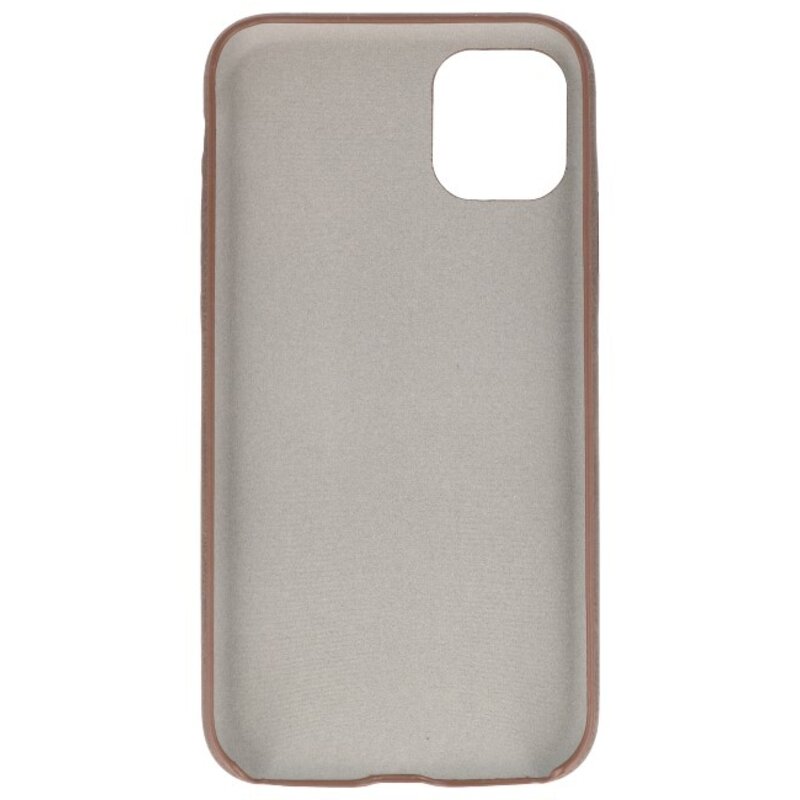 Cover in TPU di design in pelle per iPhone 11 Pro Max marrone scuro