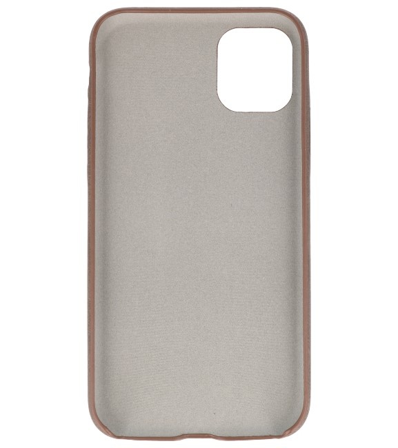 Cover in TPU di design in pelle per iPhone 11 Pro Max marrone scuro