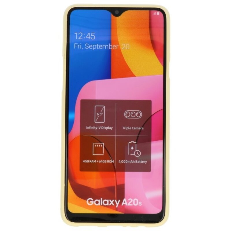 Farve TPU taske til Samsung Galaxy A20s gul