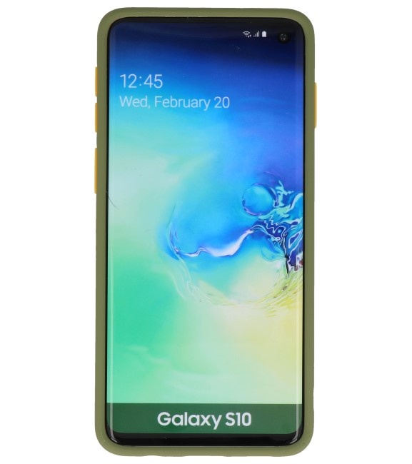 Étui rigide à combinaison de couleurs pour Galaxy S10 Vert