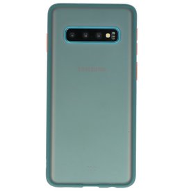 Étui rigide à combinaison de couleurs pour Galaxy S10 vert foncé