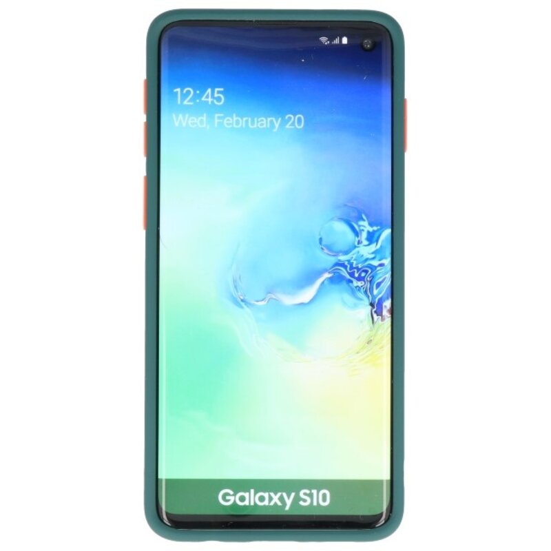 Étui rigide à combinaison de couleurs pour Galaxy S10 vert foncé