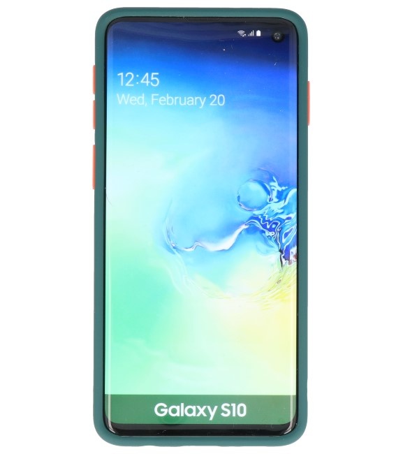 Étui rigide à combinaison de couleurs pour Galaxy S10 vert foncé