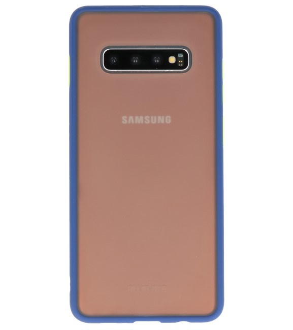 Étui rigide à combinaison de couleurs pour Galaxy S10 Plus Bleu