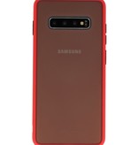 Étui rigide à combinaison de couleurs pour Galaxy S10 Plus Rouge