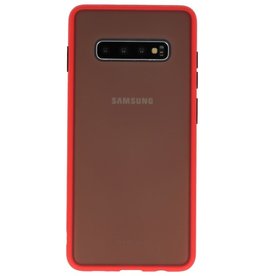 Combinación de colores Estuche rígido para Galaxy S10 Plus Rojo