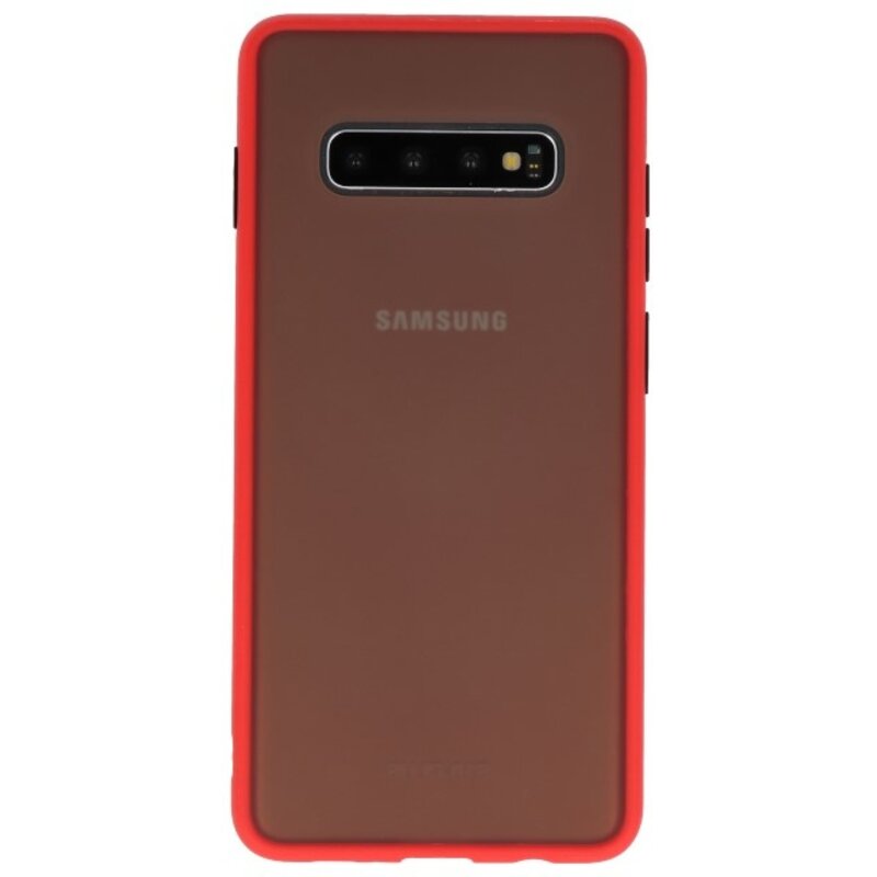 Étui rigide à combinaison de couleurs pour Galaxy S10 Plus Rouge