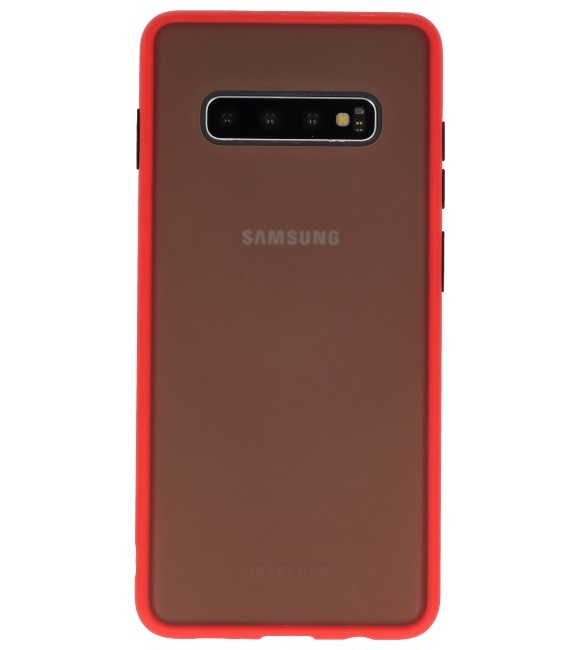 Étui rigide à combinaison de couleurs pour Galaxy S10 Plus Rouge