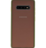 Étui rigide à combinaison de couleurs pour Galaxy S10 Plus Vert