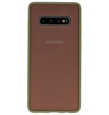 Étui rigide à combinaison de couleurs pour Galaxy S10 Plus Vert