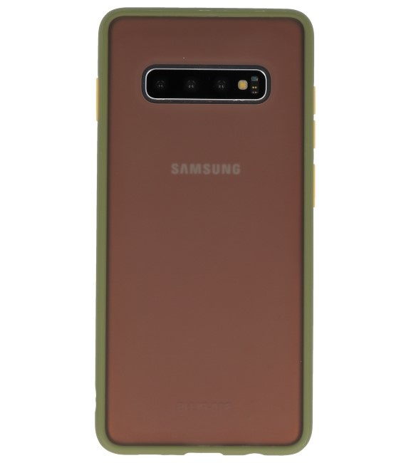 Étui rigide à combinaison de couleurs pour Galaxy S10 Plus Vert