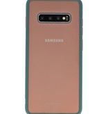 Étui rigide à combinaison de couleurs pour Galaxy S10 Plus vert foncé
