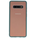 Étui rigide à combinaison de couleurs pour Galaxy S10 Plus vert foncé