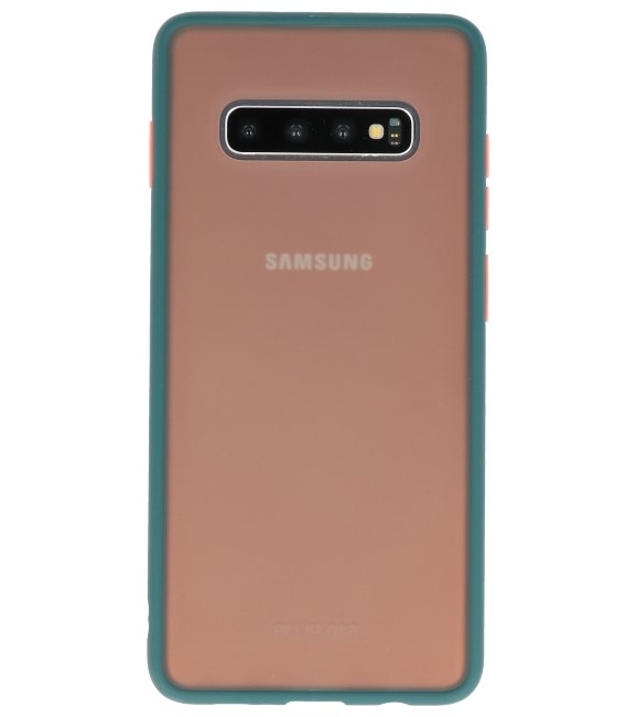 Étui rigide à combinaison de couleurs pour Galaxy S10 Plus vert foncé