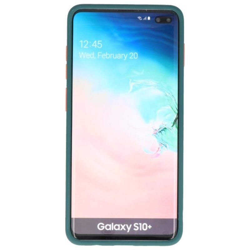 Étui rigide à combinaison de couleurs pour Galaxy S10 Plus vert foncé