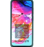 Étui rigide à combinaison de couleurs pour Galaxy A70 vert foncé