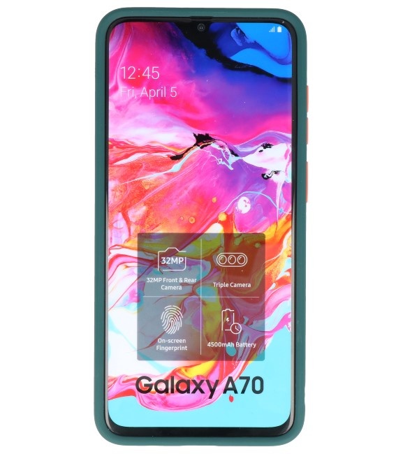 Combinación de colores Estuche rígido para Galaxy A70 Verde oscuro