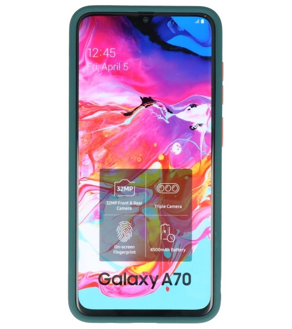 Étui rigide à combinaison de couleurs pour Galaxy A70 vert foncé