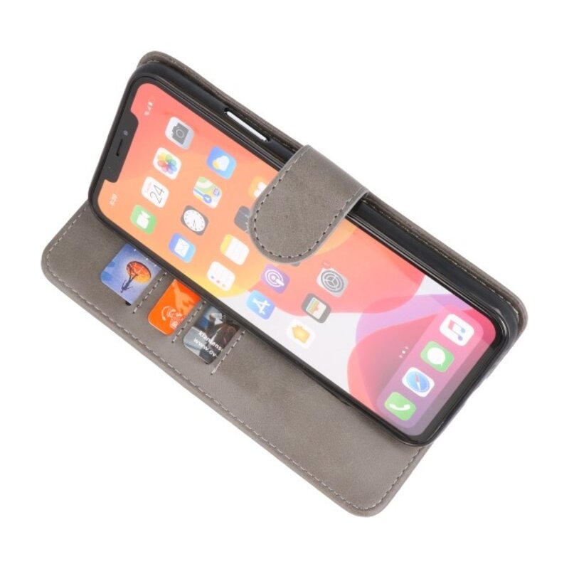 Bookstyle Wallet Cases Hülle für iPhone 11 Pro Grau