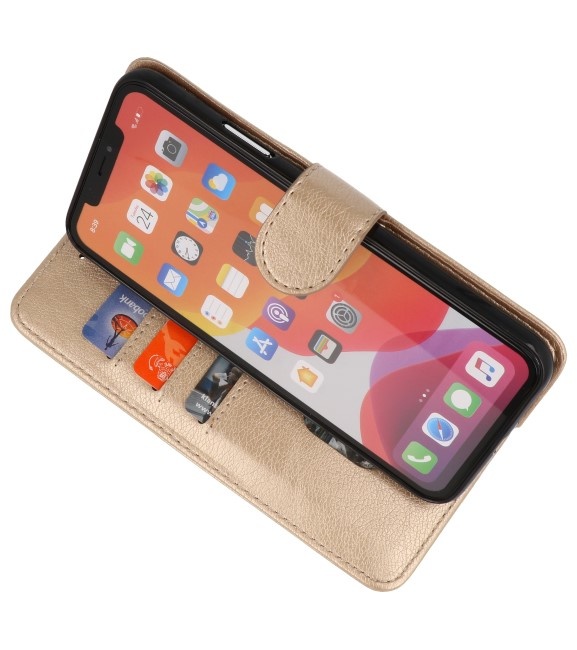 Bookstyle Wallet Cases Hoes voor iPhone 11 Pro Max Goud