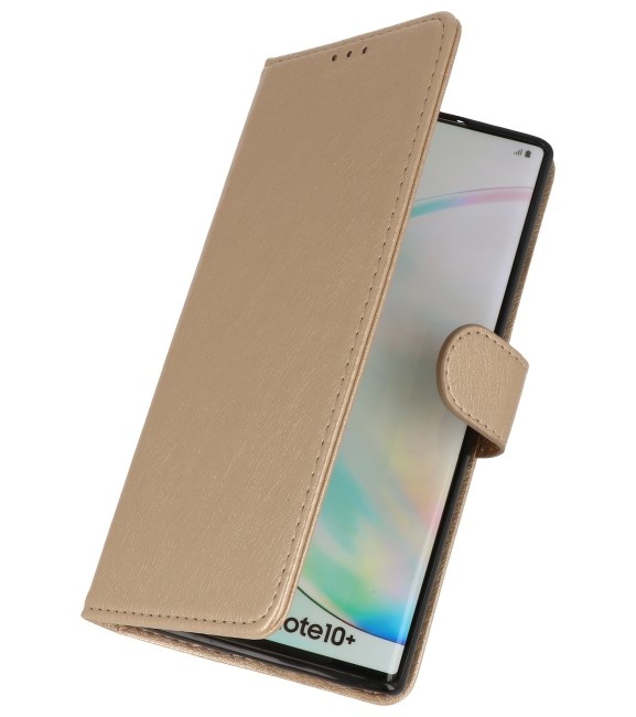 Bookstyle Wallet Cases Hoes voor Samsung Galaxy Note 10 Plus Goud