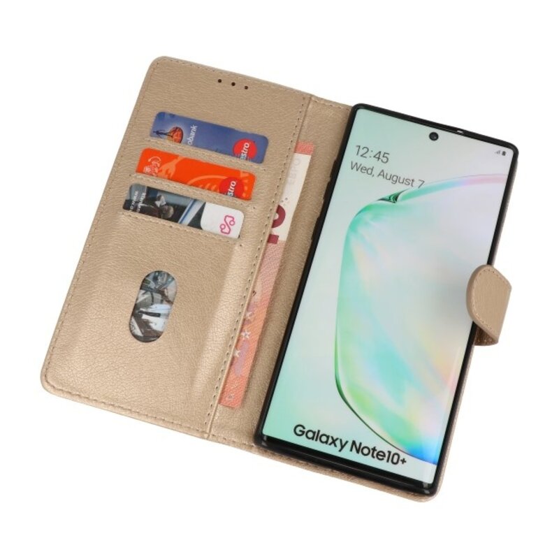 Étuis portefeuille Bookstyle Cover pour Samsung Galaxy Note 10 Plus Gold