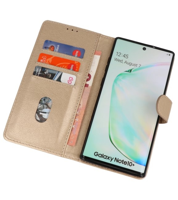 Bookstyle Wallet Cases Cover für Samsung Galaxy Note 10 Plus Gold