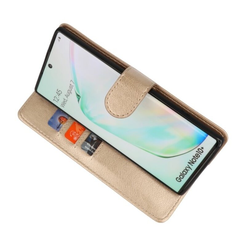 Étuis portefeuille Bookstyle Cover pour Samsung Galaxy Note 10 Plus Gold