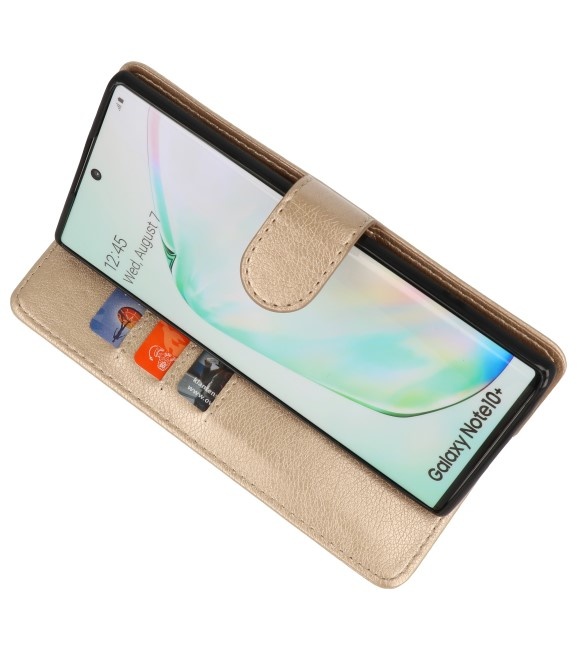 Bookstyle Wallet Cases Hoes voor Samsung Galaxy Note 10 Plus Goud