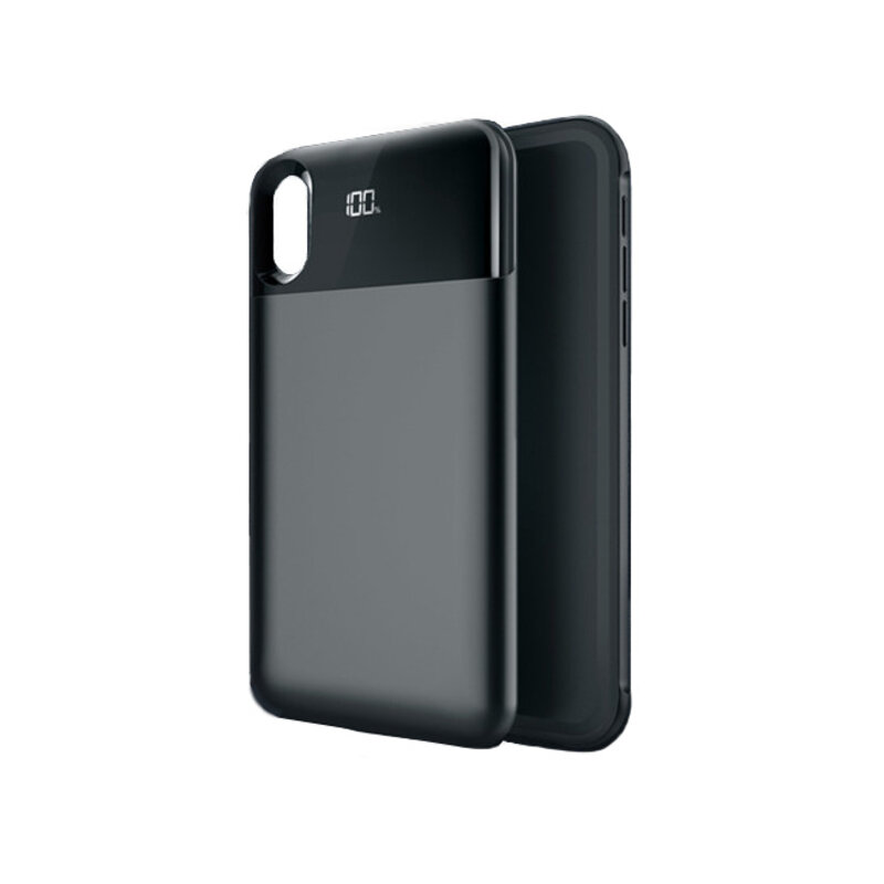 Battery Power Bank + Back Case for iPhone XR Black