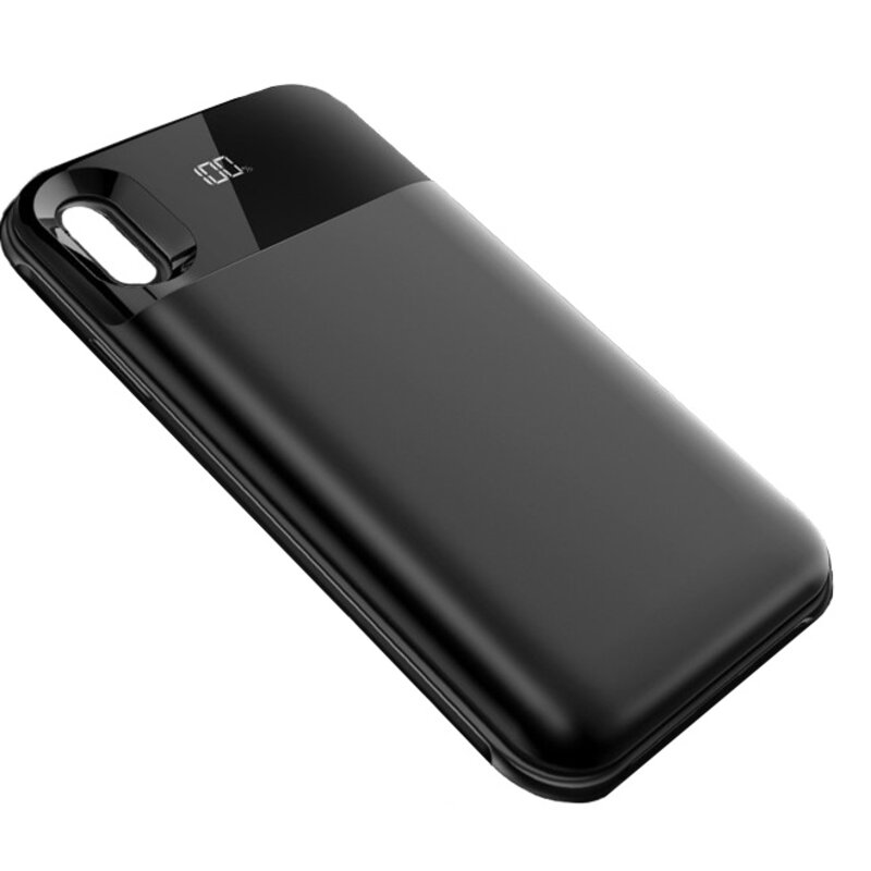 Battery Power Bank + Back Case for iPhone XR Black