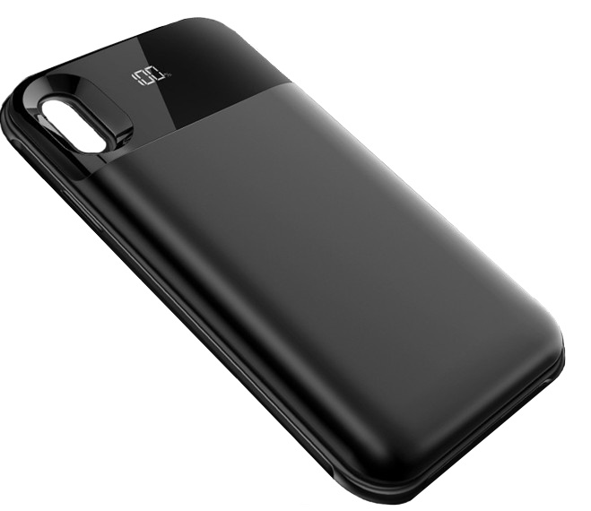 Battery Power Bank + Back Case voor iPhone XR Zwart