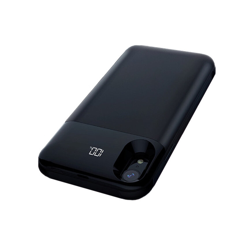 Battery Power Bank + Back Case for iPhone XR Black