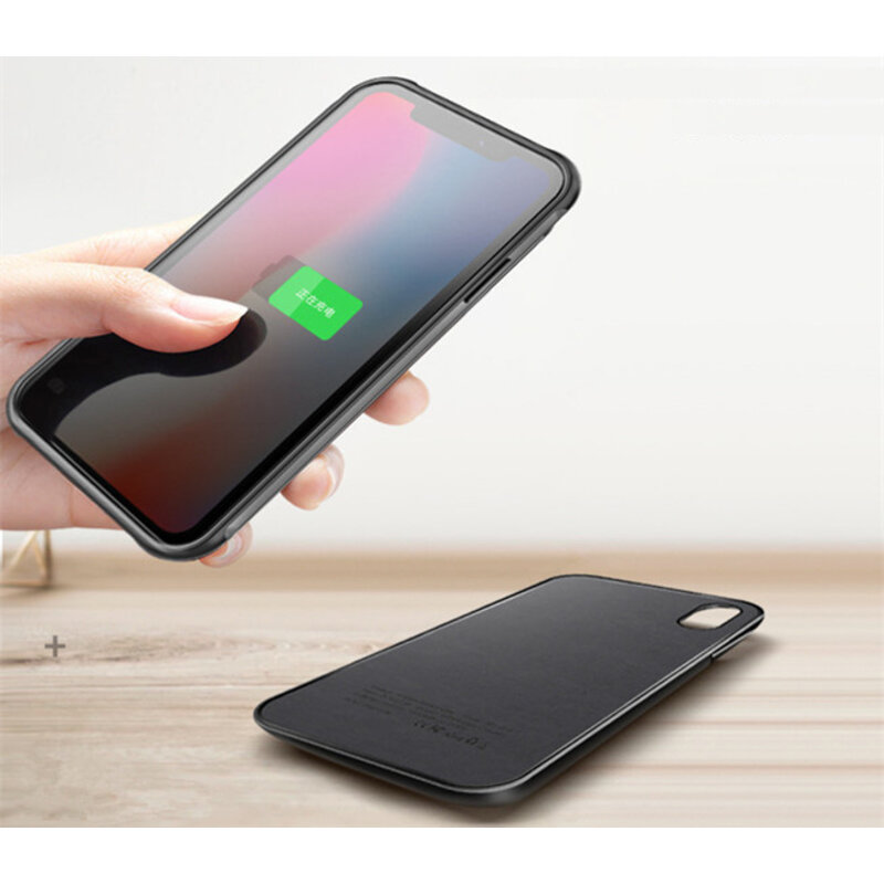 Battery Power Bank + Back Case for iPhone XR Black