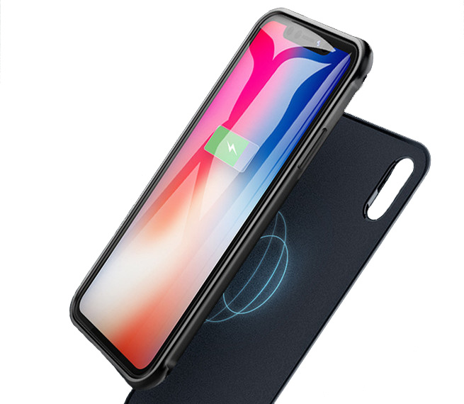 Battery Power Bank + Back Case voor iPhone XR Blauw