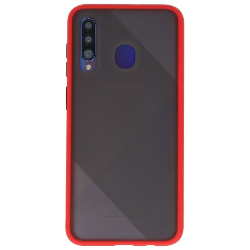 Funda dura combinada de colores para Samsung Galaxy A20s Rojo
