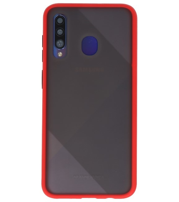 Funda dura combinada de colores para Samsung Galaxy A20s Rojo