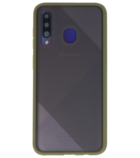 Funda dura combinada de colores para Samsung Galaxy A20s Verde