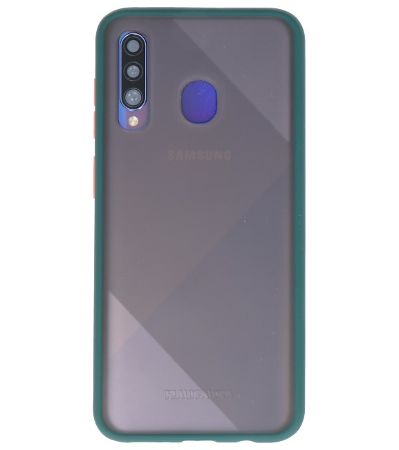 Étui rigide à combinaison de couleurs pour Samsung Galaxy A20s vert foncé